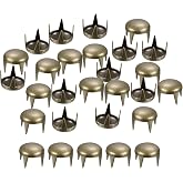uxcell 160Pcs Bronze Round Dome Rivets, 6mm Brass Spike Studs Spots Punk Rock Nailheads Claw Beads for DIY Clothes Belt Bag Shoes Bracelet Leather Craft