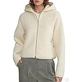APRROOT Fleece Jacket Women Full Zip up Fuzzy Sherpa Jackets Long Sleeve Cropped Teddy Hooded Sweatshirts with Pockets