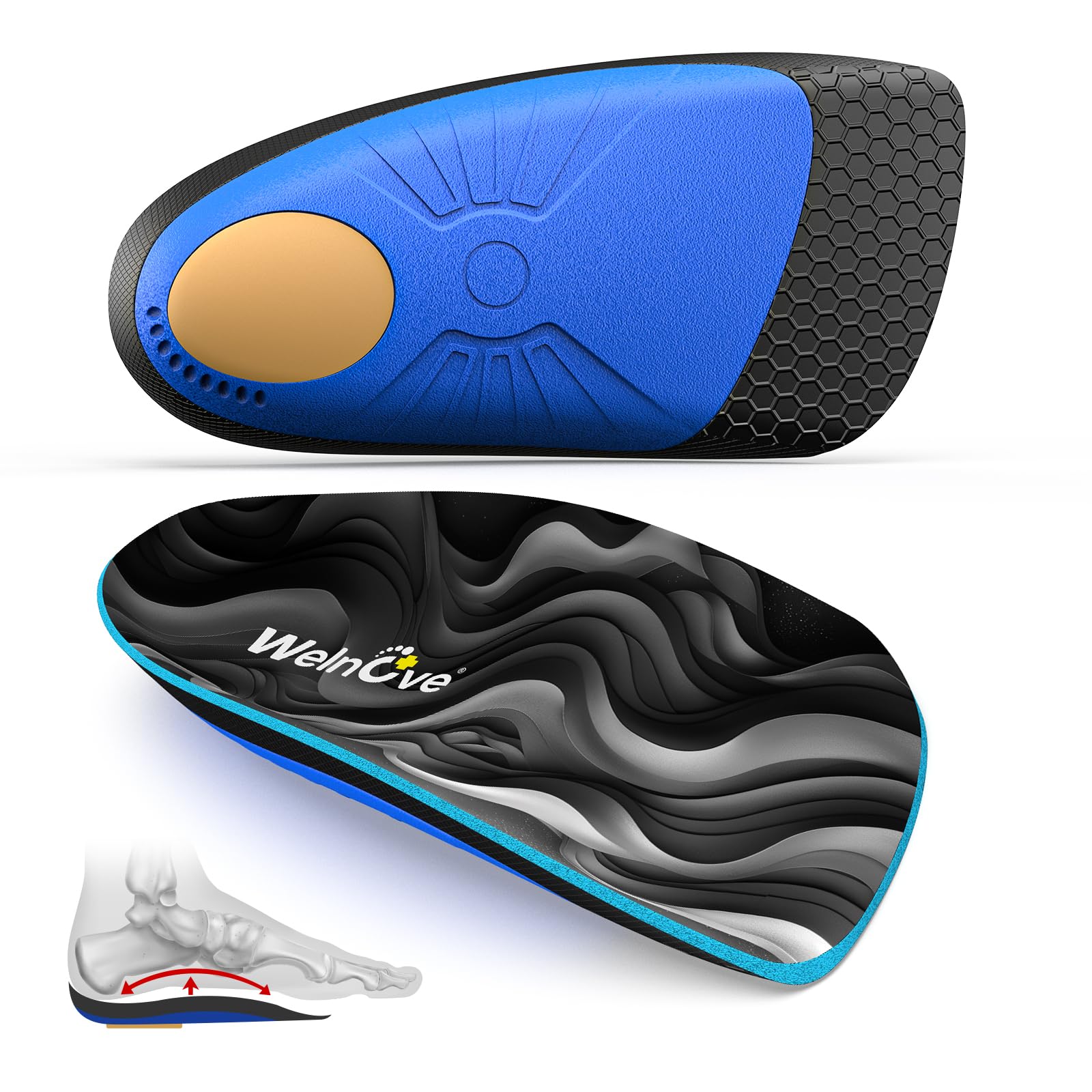 Photo 1 of Plantar Fasciitis Inserts for Heel Pain - Welnove Arch Support Heel Cushions Insoles for Heel Pain Relief, Heel Spur, Achilles Tendon, Heel Cups for Most Shoes, Women's 6-9, Men's 5-8