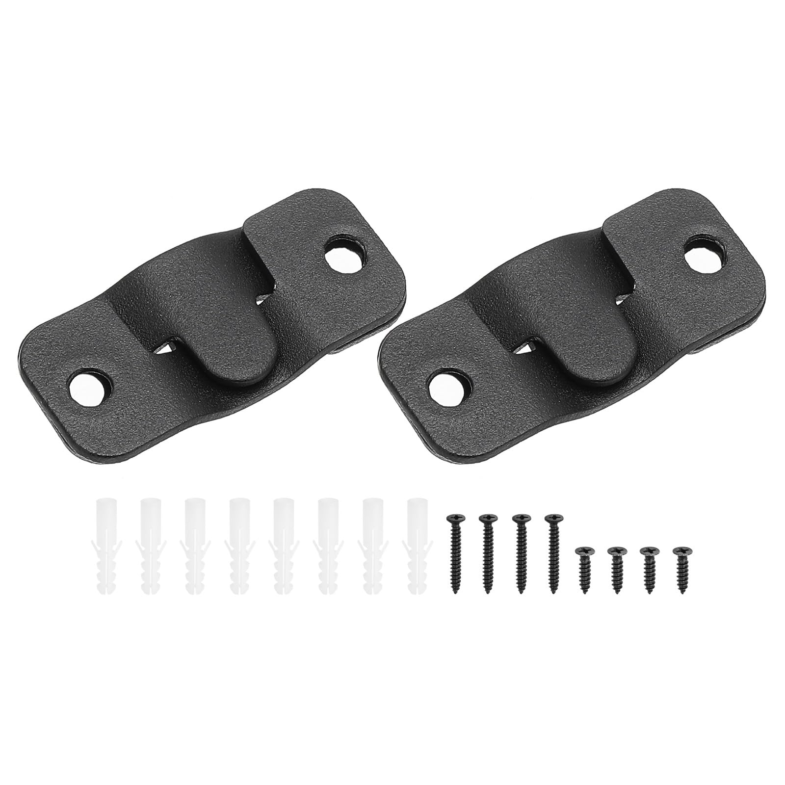PATIKIL Flush Mount Bracket 43x19mm, 2 Pairs Interlocking Hanging Buckle Stainless Steel Wall Mount Hanger Hooks for Picture Frame, Art, Clock, Shelves, Mirrors, Black