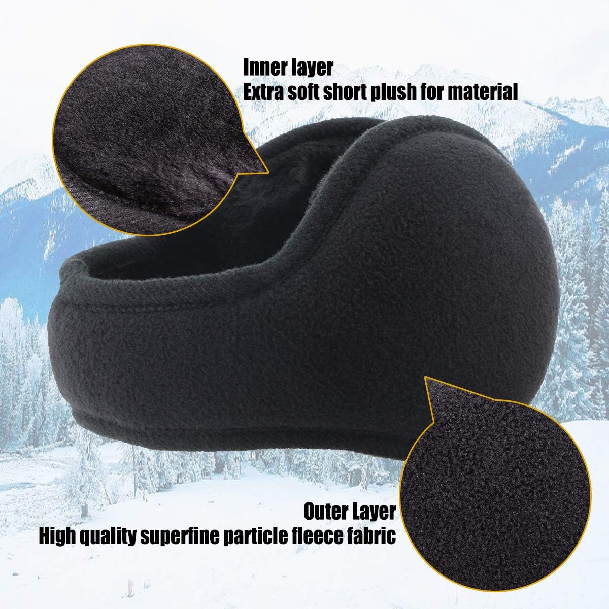 Metog Primitive Wing Winter Foldable Polar Fleece Earmuffs Black: Clothing