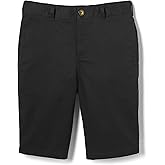 French Toast Boys' Adjustable Waist Flat Front Chino Bermuda Shorts with Stretch (Standard & Husky), Black, 12