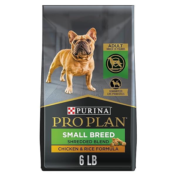 PURINA PRO PLAN SMALL BREED DOG FOOD WITH PROBIOTICS FOR DOGS, SHREDDED BLEND CHICKEN & RICE FORMULA – 6 LB. BAG