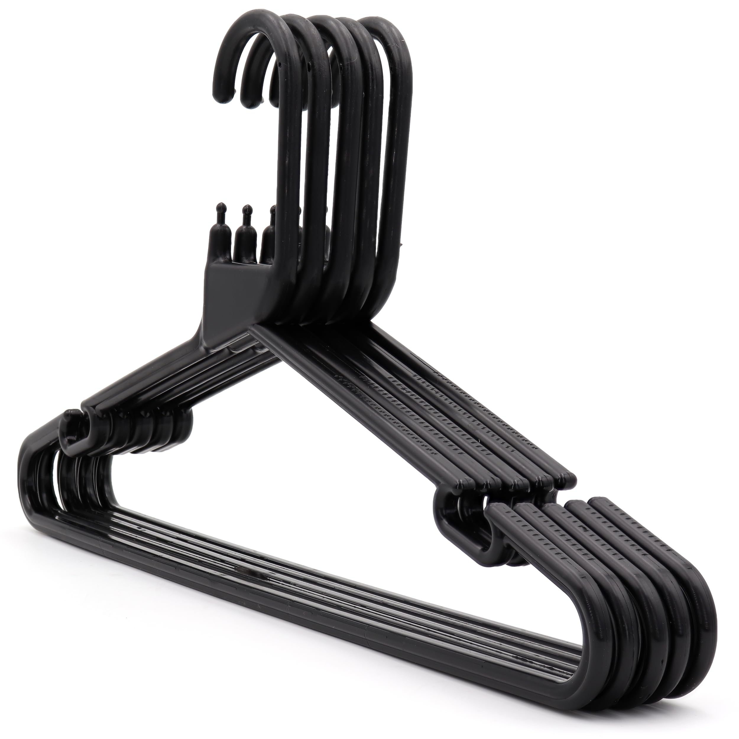 The Hanger Store 20 Black Strong Heavy Duty Plastic Coat Hangers - Choose Colour