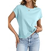 UNCLECAT Womens Crop Tops Cap Sleeve Cropped T Shirts Crewneck Loose Fit Short Sleeves Tees Summer Fashion Clothes