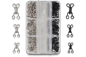 AHVIESLI 72 Pairs Hook and Eye Sewing Kit – Black and Silver Bra Hooks Replacement in Multiple Sizes, Ideal for DIY Clothing Repairs, Underwear Alteration, and Home Sewing, with Storage Box