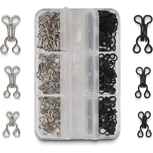 Uxcell Sewing Hooks And Eyes - 50pcs Brass Clothing Fasteners For Bras, Skirts, Jackets