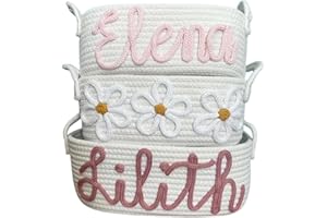 Personalized Gift Basket Name Custom Baby Diaper Toy Storage Knit Box Rope Basket Gift for Newborn Birthday Baby Shower (Styl