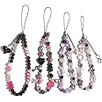 Cioatu 4 Pieces Cute Phone Charms - Beaded Strap Aesthetic Y2K Cell Keychain - Bear Butterfly Heart Cool Charm for Bag, Airpods, Camera Pendants Decor