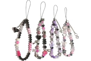 Homvog 4 Pieces Cute Phone Charms Beaded Phone Strap Aesthetic Y2K Cell Phone Keychain Cute Bear Butterfly Heart Cool Phone Charm for Phone Bag Keychain Airpods Camera Pendants Decor