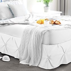 Nestl White Bed Skirt King Size, Pinch Pleat King