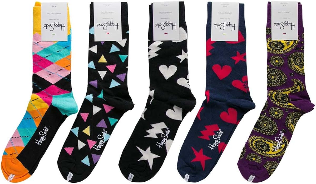 Amazon.co.jp： (ハッピーソックス) HAPPY SOCKS クルー丈 ソックス 柄お任せ 5P SET(VAR-おまかせ、36