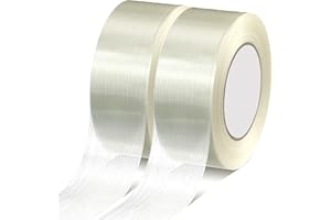 AMOGATO 5.5 Mil 2 Rolls 2 Inch x 55 Yards Filament Tape - Heavy Duty Fiberglass Reinforced Packing Tape