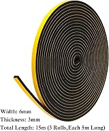 Fowong Adhesive Foam Weather Stripping Tape 6mm x 3mm 15m 3 Rolls view 2