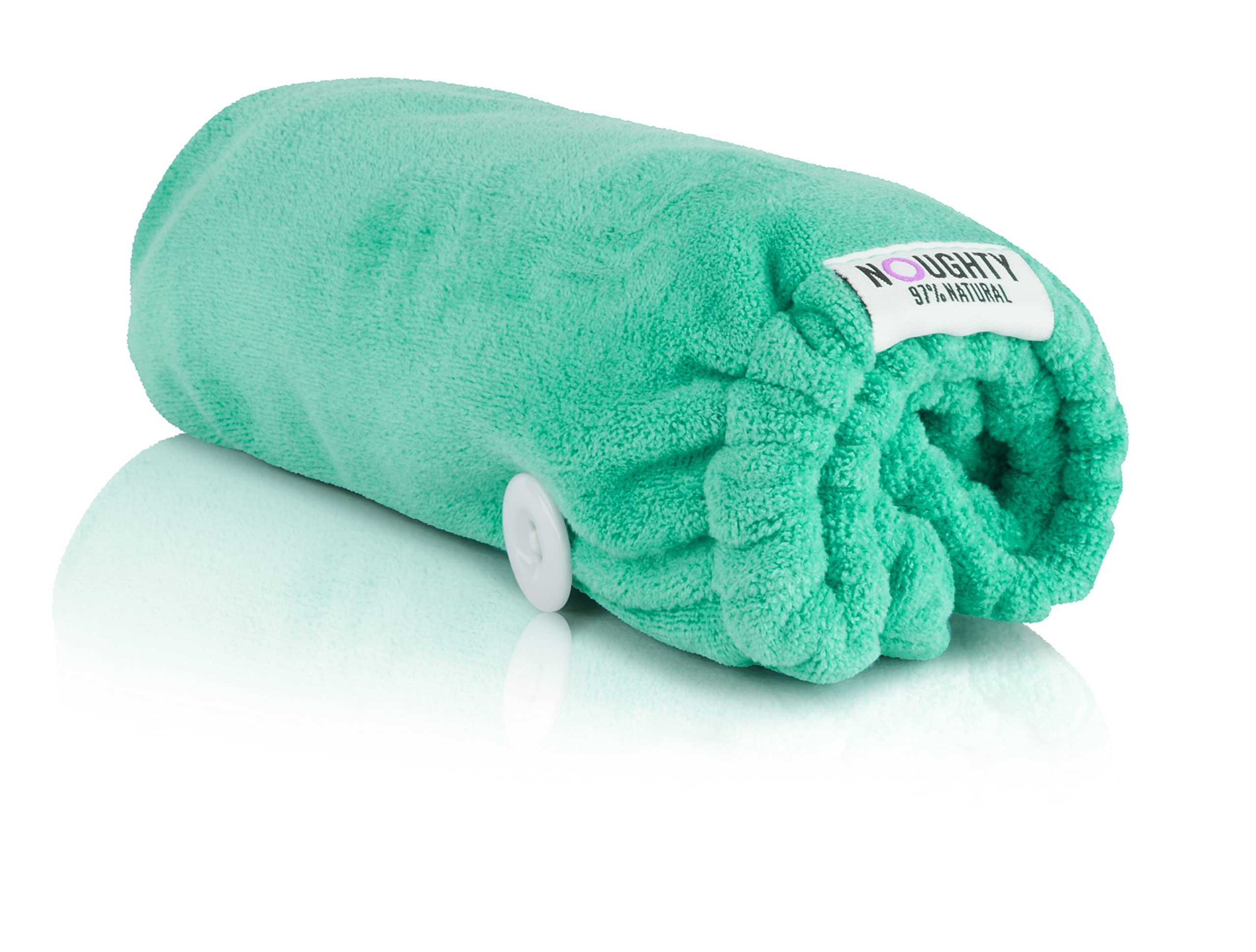 Noughty 97% Natural Microfiber Hair Towel Quickly Absorbs Moisture Quick-dry Wrap, Reduces Breakage Combats Frizz Green