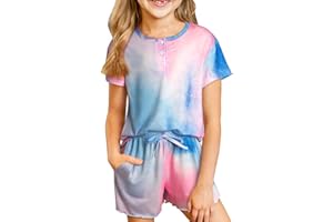 blibean Girls Summer Outfit 2024 Pockets Two Piece Shorts Set Size 4-13 Years