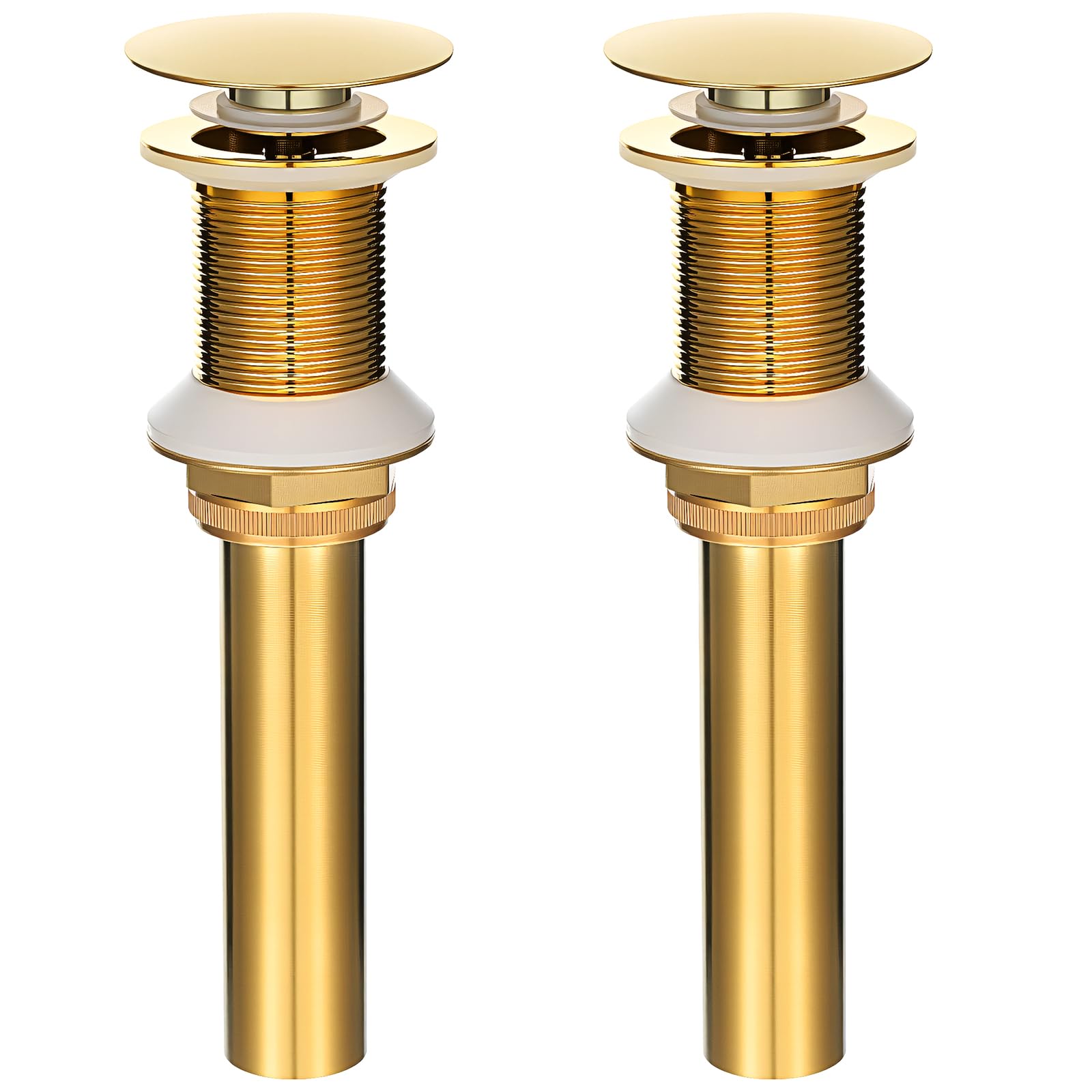 Photo 1 of 2 Pack Bathroom Pop up Drain Without Overflow, Anti-Clogging Vessel Sink Drain Strainer, Pop Up Drain with Detachable Basket, Hair Catcher Bathroom Sink Drain Stopper(Gold, No Overflow)