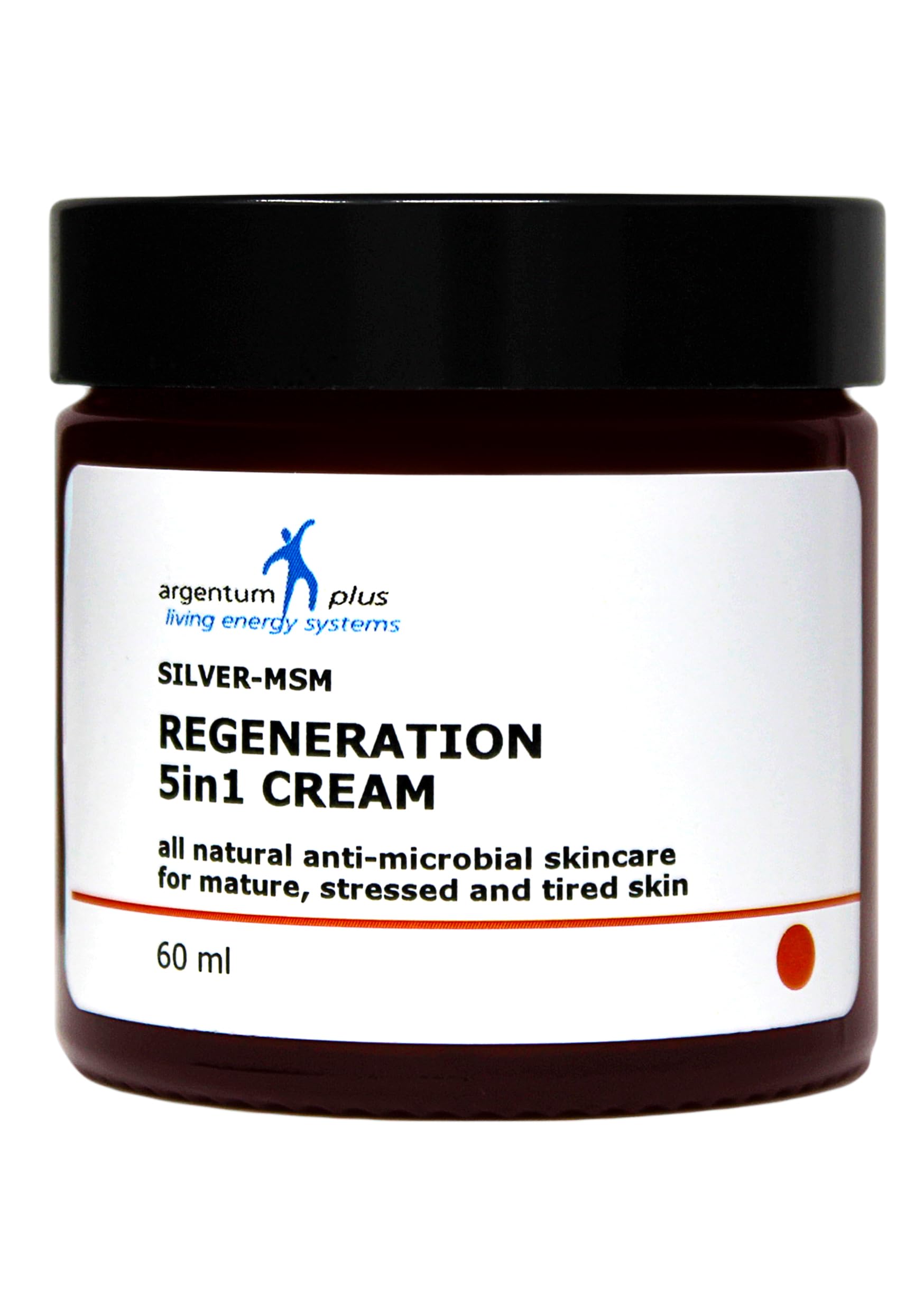 argentum plus - Silver-MSM Regeneration 5in1 Cream 60 ml | All natural non-fragranced moisturizing cream for mature, stressed, and tired skin, with hyaluronic acid and sea buckthorn extract