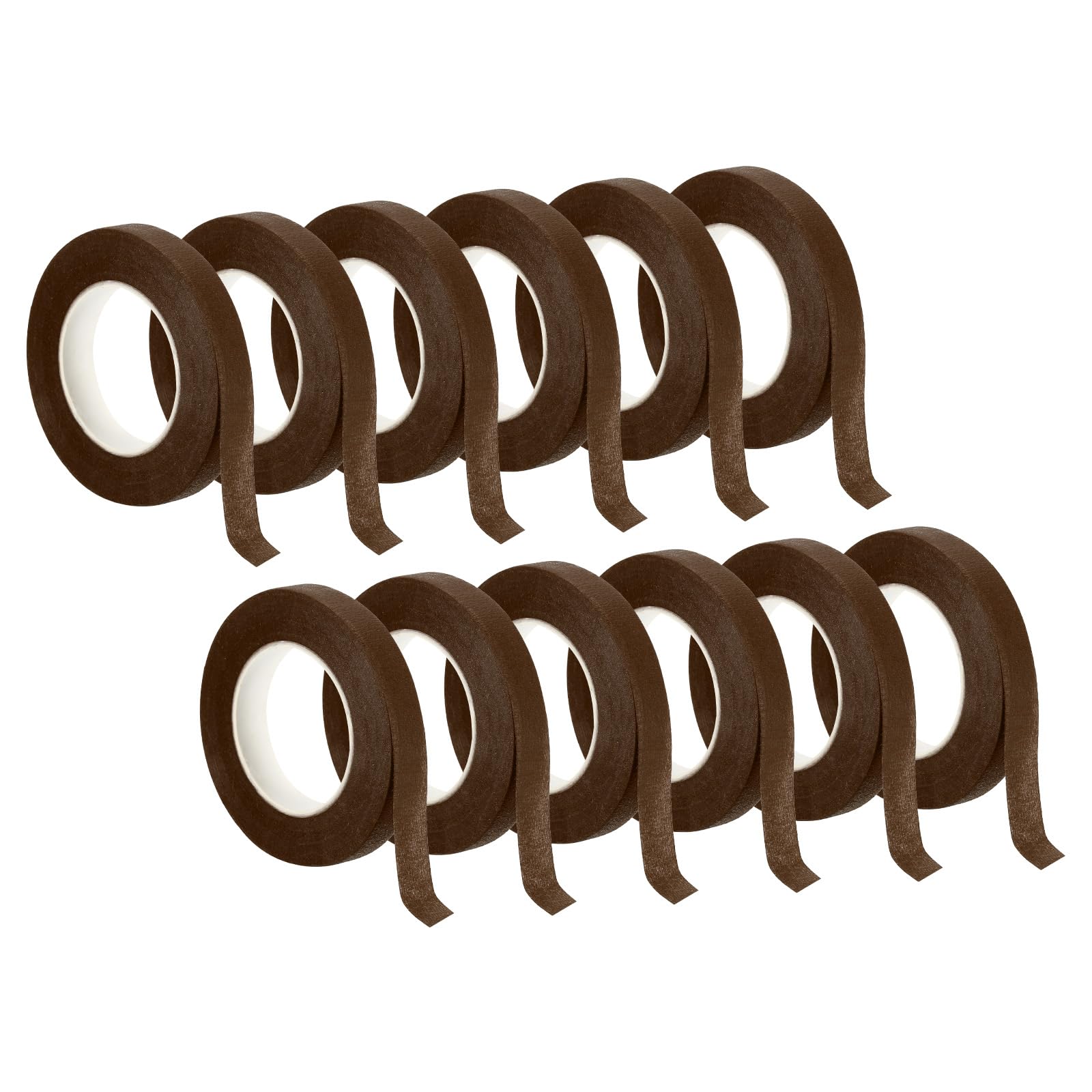 PATIKIL 30 Yard Floral Tapes, 12 Roll Florist Tape Crepe Paper Flowers Bouquets Tapes Waterproof for Bouquet Stem Wrapping, Coffee (27 Meters)