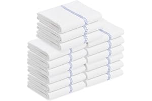 JOLLYVOGUE Classic Dish Towels - 6 Pack - 20" by 28" - 100% Cotton Kitchen Towels - Reusable Bulk Cleaning Cloths - Blue Hand Towels - Super Absorbent - Machine Washable