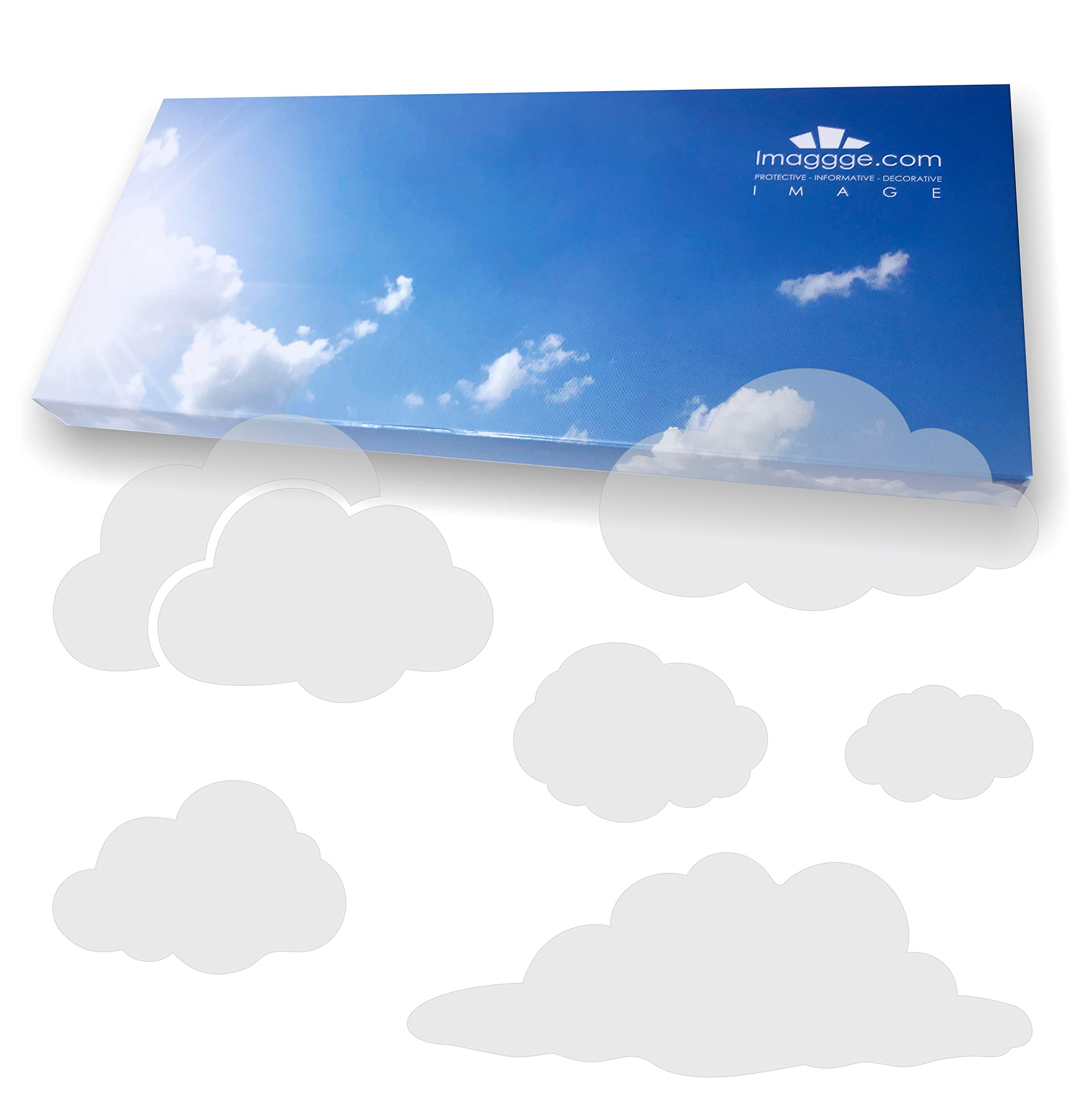 Imaggge.com Anti-Collision Stickers for Glass Doors (Clouds) – Prevents Birds or People Bumping into Windows, vinyl, Dépoli - Sablé, Nuages Modèle 1 (Sablé dépoli)