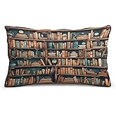 HEBVNJF Soft Rectangle Throw Pillow Covers Queen Pillow Covers Cartoon Bookshelf Bookworm Pillow Cases for Couch Bed Chair