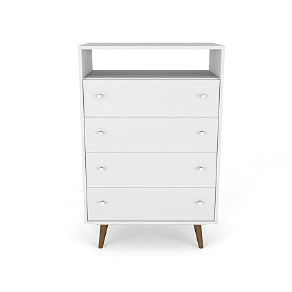 Manhattan Comfort 209bmc6 Liberty Modern 4 Drawer Bedroom Dresser And Tv Stand White