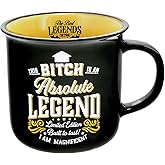 Pavilion Gift Company - Bitch Absolute Legend - Ceramic 13-ounce Campfire Mug, Double Sided Coffee Cup, Sarcastic Coffee Mug, Sassy Gifts For Women, 1 Count - Pack of 1, 3.75 x 5 x 3.5-Inches