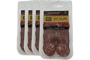 MEAT CRAFTERS MeatCrafters Sliced Beef Salami, Dry Cured Charcuterie, No Added Nitrites or Nitrates, Antibiotic Free, All Natural Meat, 3oz (4-Pack)