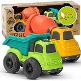 Aigitoy 2 Pack Car Toys for Kids 18M+, Dump Truck &amp; Cement Mixer Set, Green | Outdoor Sandbox Truck, BPA and Phthalates Free, Non Toxic, Recycled Plastic, Easter Christmas Birthday Gifts for Boys Girls