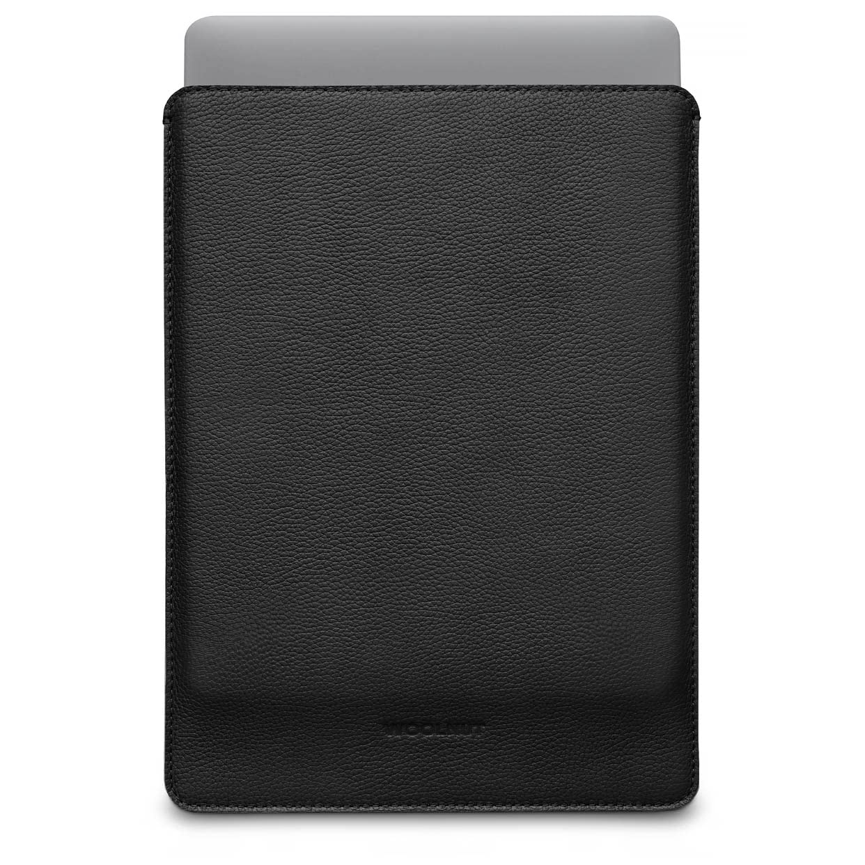WOOLNUT Sleeve Case for MacBook Pro 14 - Charge in Sleeve - Full-Grain Leather, Wool Felt Interior - Tailor-Made Fit - Scandinavian Design, Compatible with Apple MacBook Pro 14 inch - Black