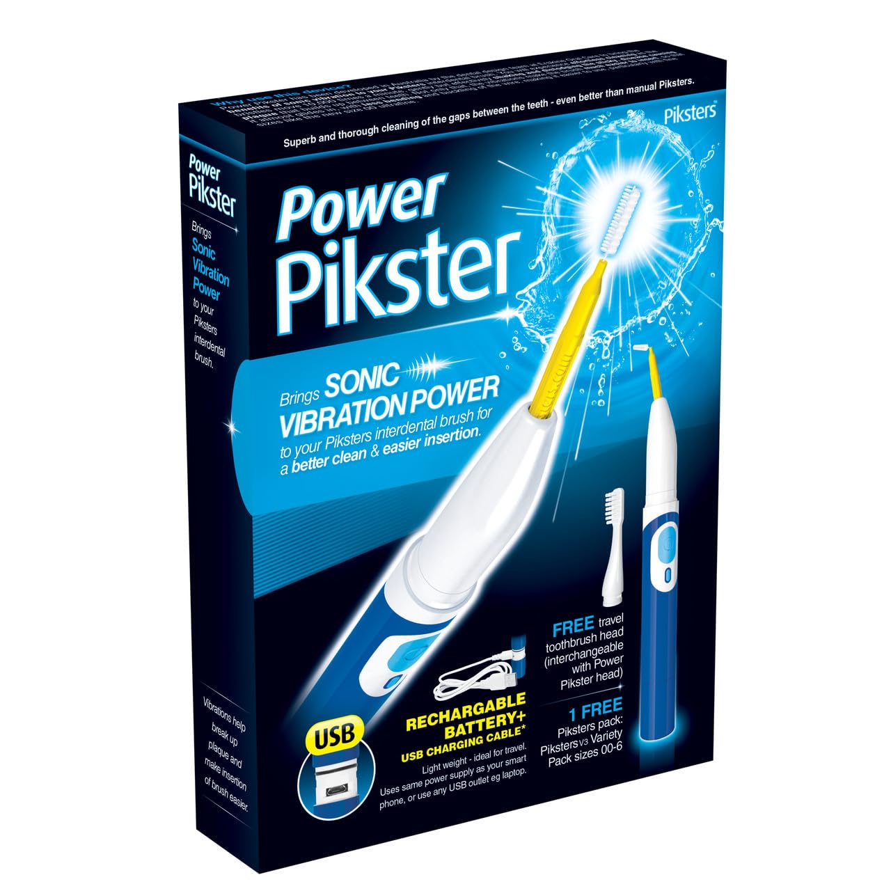 Piksters Power Pikster - Brings Sonic Powered interdental Cleaning to Your Interdental Brush