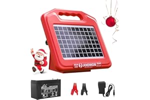 Andmon 50 Miles Solar Electric Fence Charger, 0.95 Joule High-Power Solar Fence Charger for Livestock, Horses, and Wildlife Control, Solar Electric Fence with Easy Installation