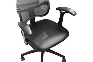FORCHEER 100% Waterproof Office Chair Seat Covers PU Strech Computer Desk Chair Seat Cushion Slipcovers - Black