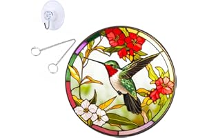 MATIHAY Hummingbird Stained Acrylic Window Hanging - Hummingbird Wall Decor for Cafe Home Decor Bird Lover Gift for Mom, Grandma, Wife, Teacher (11.8 Inch)