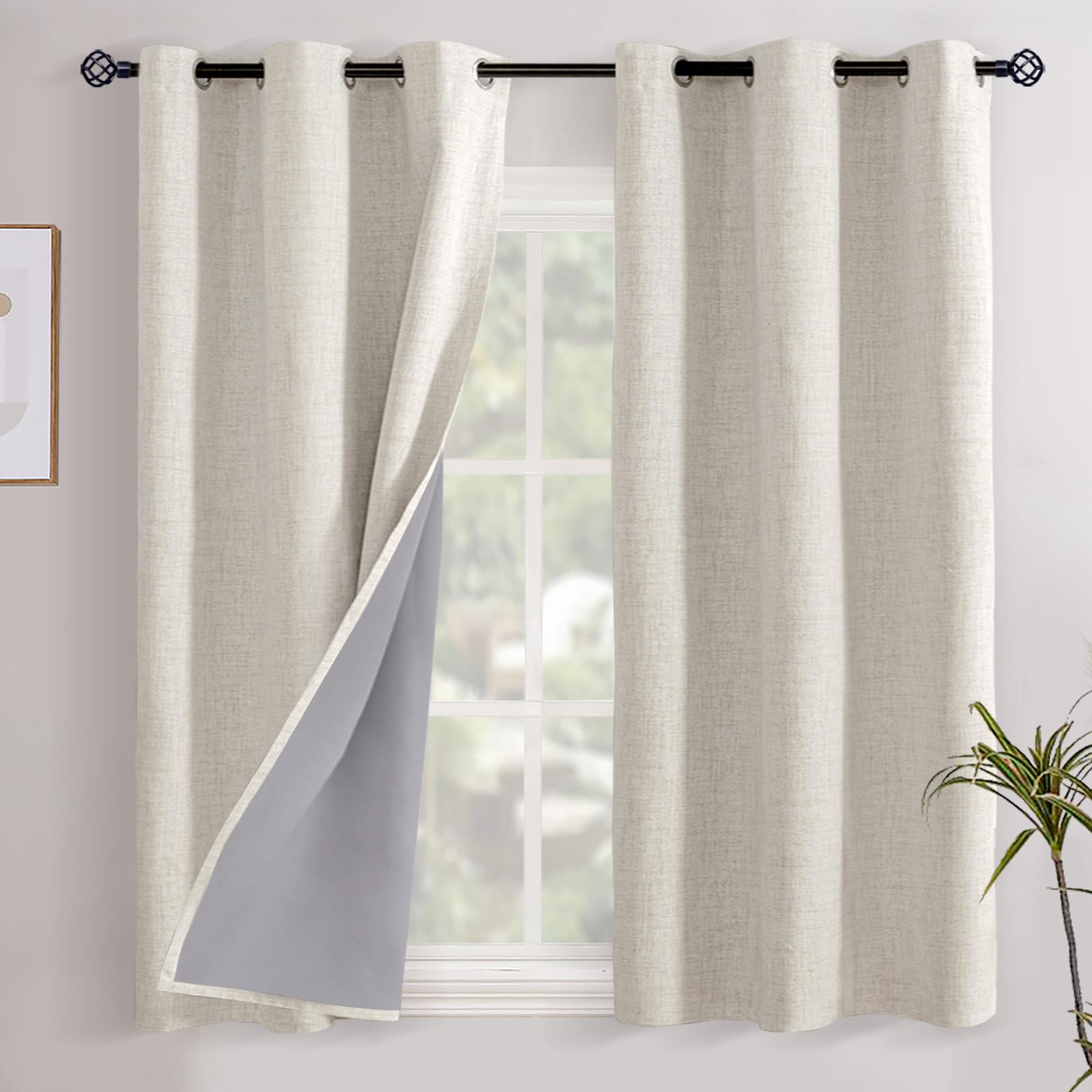 Photo 1 of YoungsTex Linen Blackout Curtains 54 Inch Length for Bedroom, Full Light Blocking Drapes for Living Room Farmhouse Thermal Insulated Cream Textured Blinds with Grommet, Linen, 2 Panels, 42 X 54 Inchlpnpmfo1266143