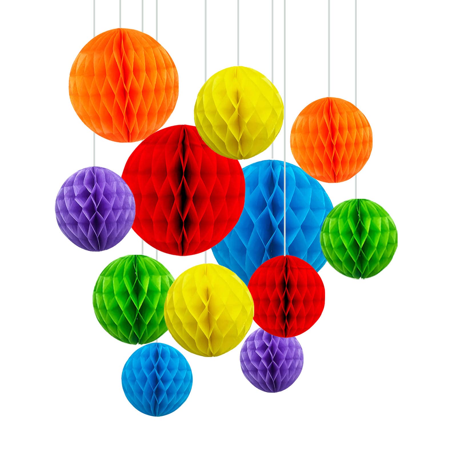 ZYOOO 12pcs Rainbow Honeycomb Ball Decorations Colorful Hanging Tissue Paper,6 Color of 10 Inch,6 Inch