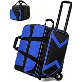 JMIANeodark 2+1 Ball Bowling Roller Bag Separate Shoe Compartment, 3 Ball Bowling Bag with Wheels,Trolley Double Ball Bowling Add Single Ball Tote Bag Fits Men &amp; Women