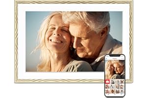 PASTIGIO Digital Picture Frame, 10.1'' Frameo Digital Frame Wifi, 32GB Memory, 1280*800 HD Touch Screen Digital Photo Frame, Wall Mountable, Share Instantly, Anniversary, Birthday Gifts for Women, Mom, Golden