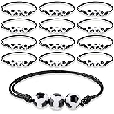 HJZHII 12Pcs Soccer Braided Bracelets, Sports themed Charm Soccer Bracelets Adjustable Football Inspirational Wristbands Soccer Team Gifts for Fans Men Women Teen Adults Team