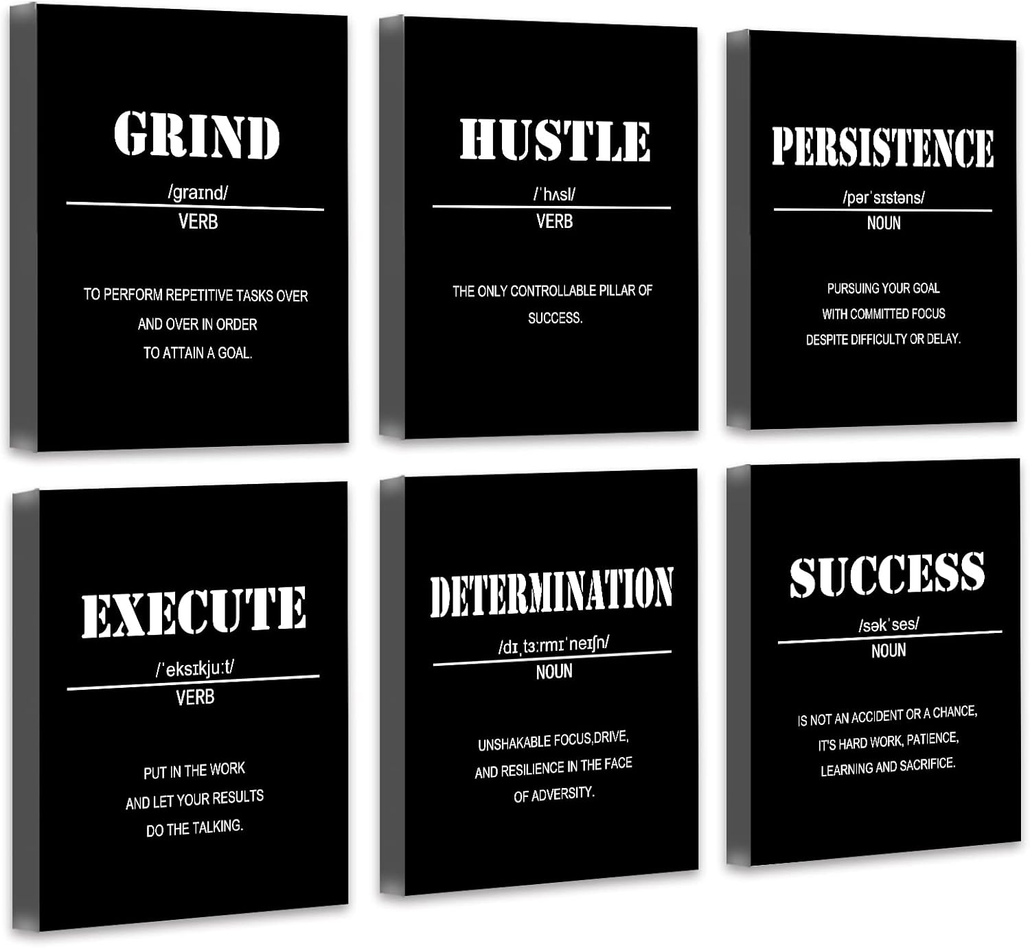 Wall Décor - Drsoum Inspirational Office Wall Art - Motivational Quotes for Living Room - Encouraging Canvas Posters for Bedroom - Sayings for Wall Decor - 8” x10” x6 PCS (FRAMED)