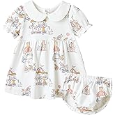 pureborn Baby Girls Dress with Bloomer Infant Girl Cotton Playwear Dress 0-24 Months