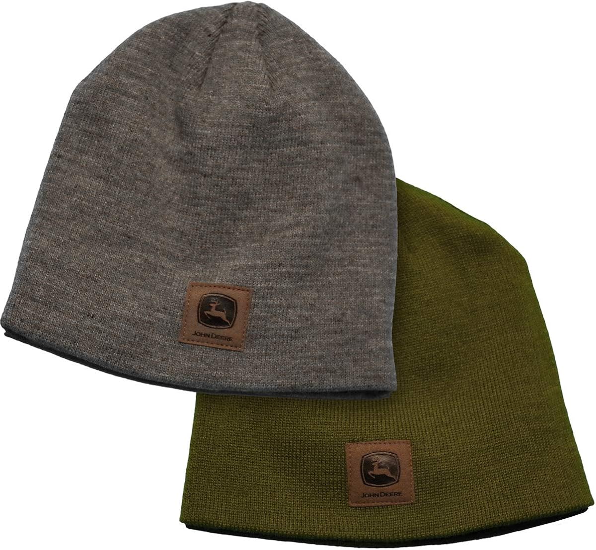 John Deere Package of 2 Stocking Caps Gray and Olive Green Beanies at