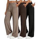 Oakgarden 3 Pack Women's Wide Leg Lounge Pants Baggy High Waisted Yoga Joggers Cozy Sweatpants with 4 Pockets