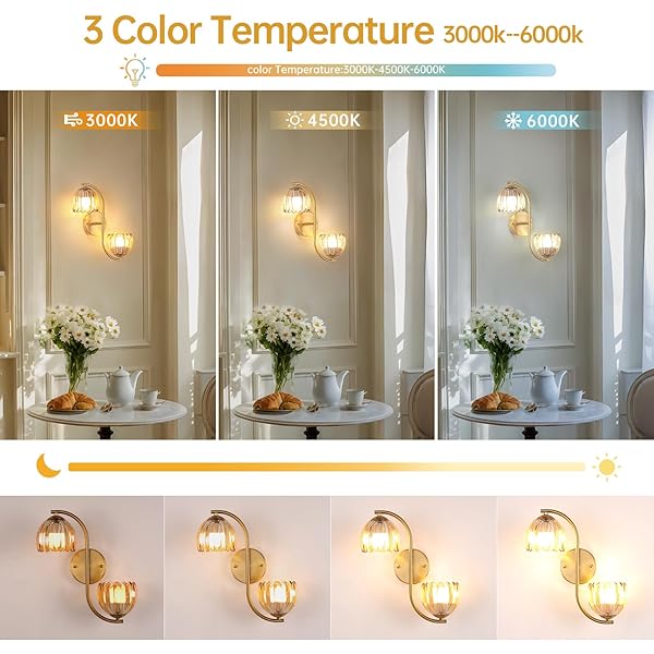 SHENMOYL BATTERY OPERATED WALL SCONCE, 2-LIGHTS VINATGE BRASS WALL LIGHTING UP AND DOWN WITH AMBER TULIP SHADE FOR LIVING ROOM, BEDROOM