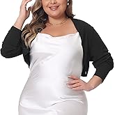 Agnes Orinda Plus Size Cropped Cardigans for Women Long Sleeve Open Front Bolero Shrugs Tops