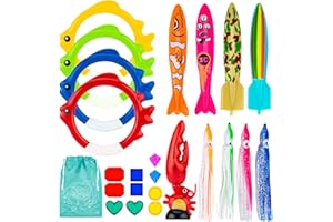 EUOCENK 24PCS Pool Diving Toys for Kids, Swimming Dive Toys for Toddlers, Swim Pools Rings Kit, Pool Sinking Toys for Summer, Kids Diving, Boys, Girls, Teens, Water Games, Gifts, Beach, Adults