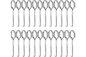 24 Pieces Dinner Spoons, Pleafind 7.4 inch Spoons Silverware, Stainless Steel Spoons Set, Silver Spoons, Silverware Spoons Us