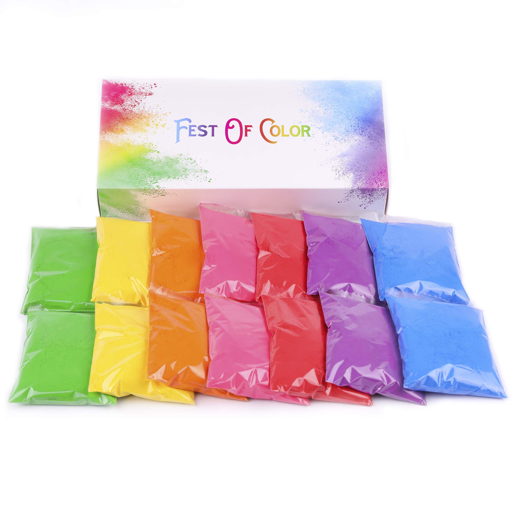Photo 1 of FestOfColor 14 Packets, 50g Each, 7 Brilliant Color Holi Powder, Powder for Photograpy, Color Party, Holi Event, Birthday Party, Rainbow Party, Photoshoots, Trampoline Fun, Gender Reveals, Festivals