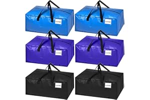Extra Large Moving Bags with Zippers,6 Pack Foldable Heavy Duty Moving Boxes with Backpack Straps & Handles,Storage Bags For 